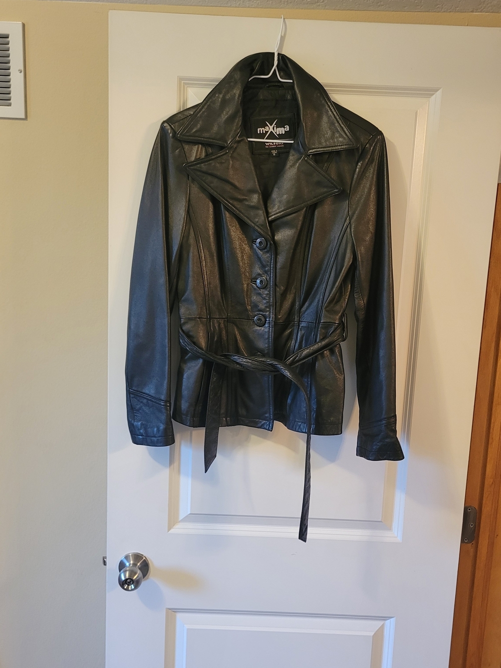 Wilsons Leather Black Women's Belted Leather Jacket